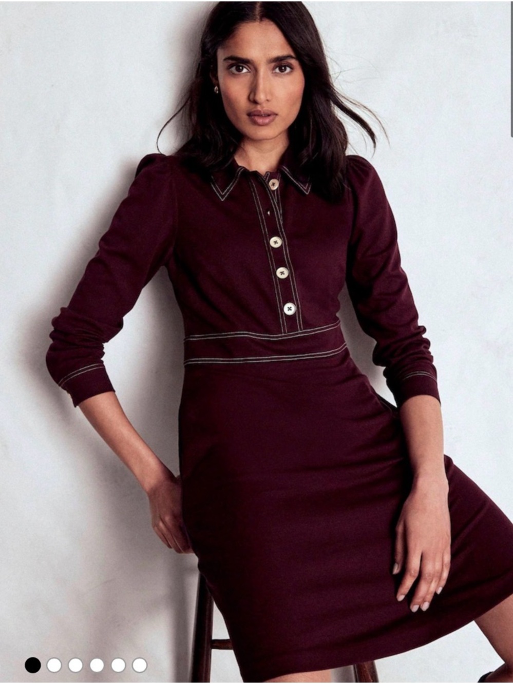 Boden Plum Long-Sleeve Polo Dress size 10